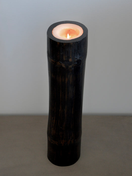 Bougie Massive Vintage En Bois - Design Brutaliste