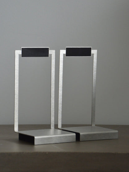 Serres Livres Artisanal Vintage En Acier Brossé Et Bois - Design Moderniste / Mid Century Non Signé Treaptyque The oblist selency ebay whoppah 1stdibs 1